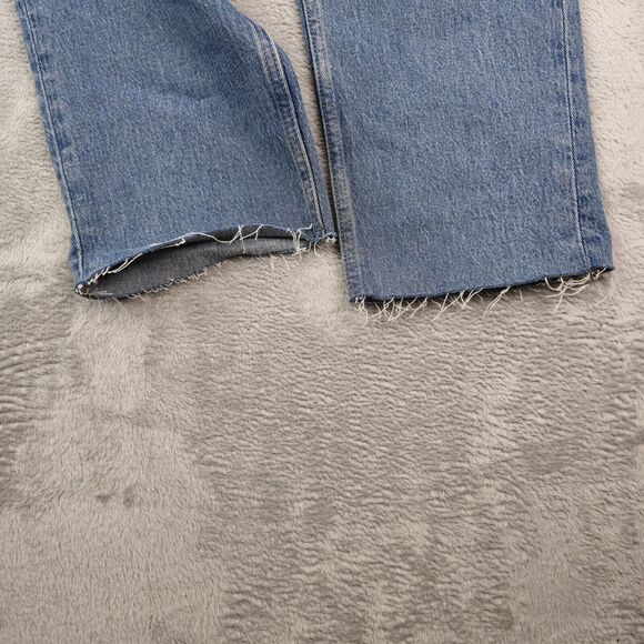 Free Assembly Jeans Womens 12 (33x30) Super High Rise Straight Patchwork Raw Hem - Picture 6 of 12